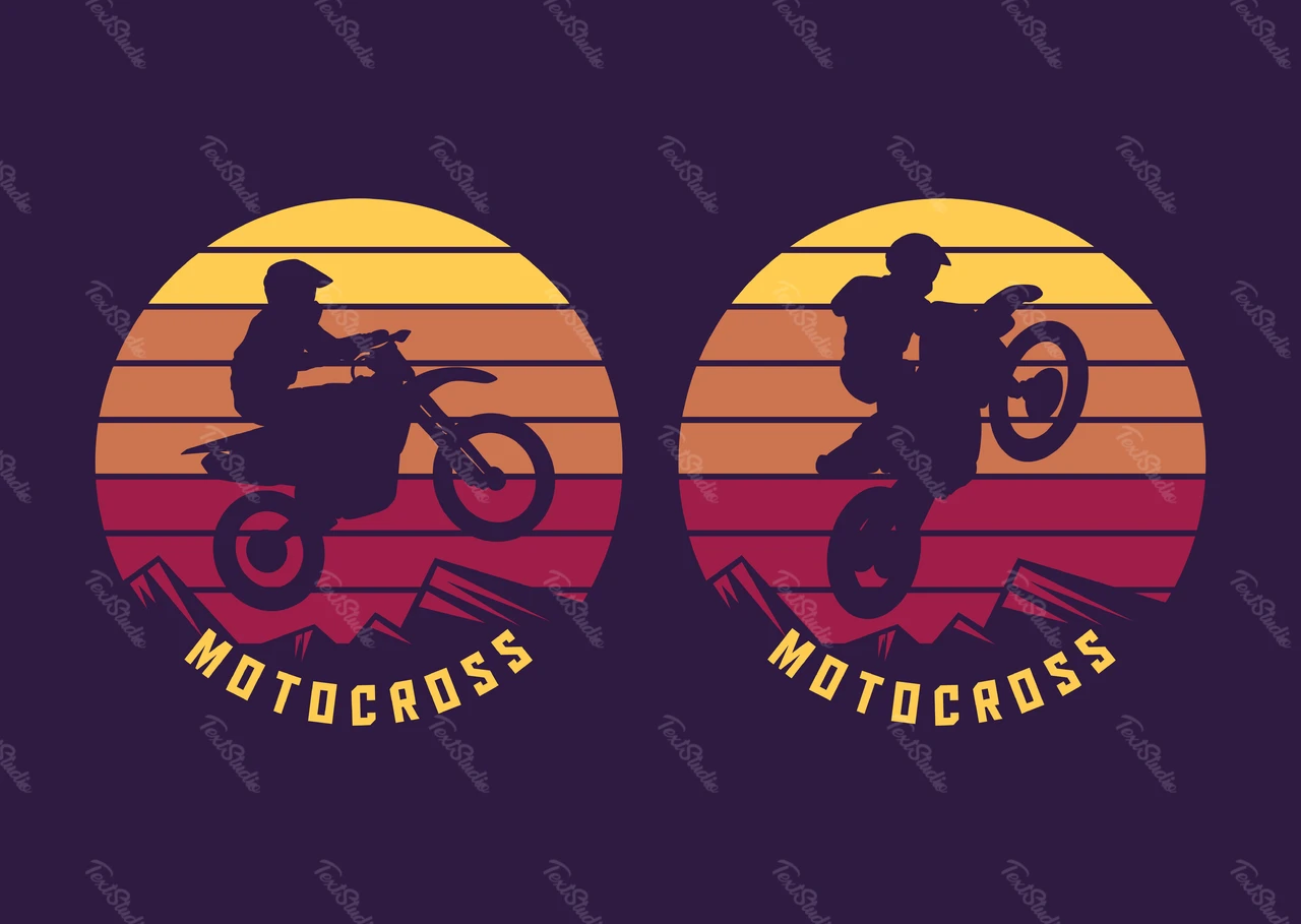 Retro motokros logo tasarımı