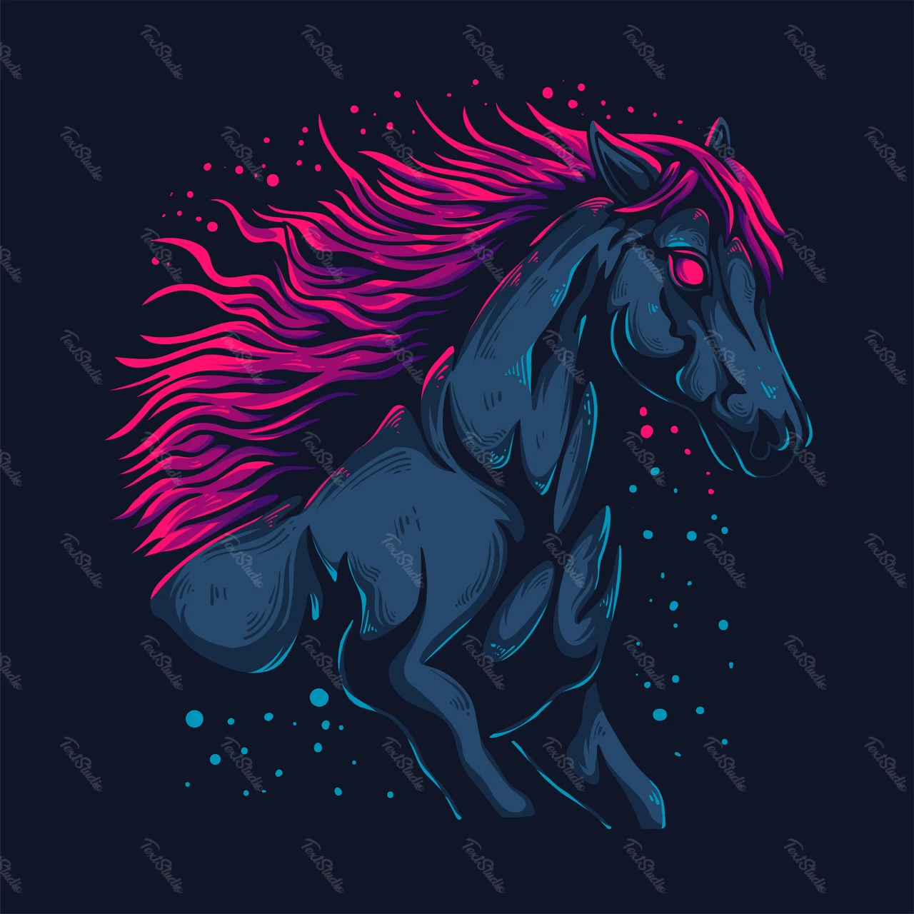 Neon Style Horse Illustration
