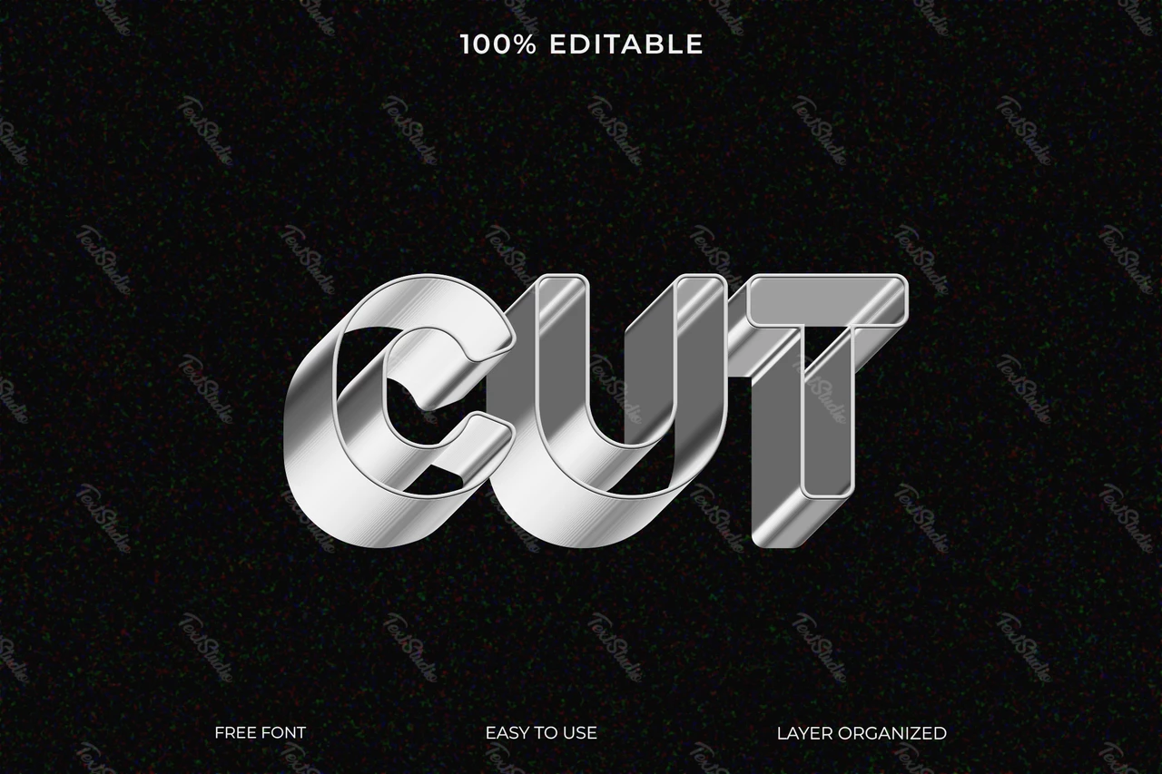Cut Cutter Silver 3D Text Effect
