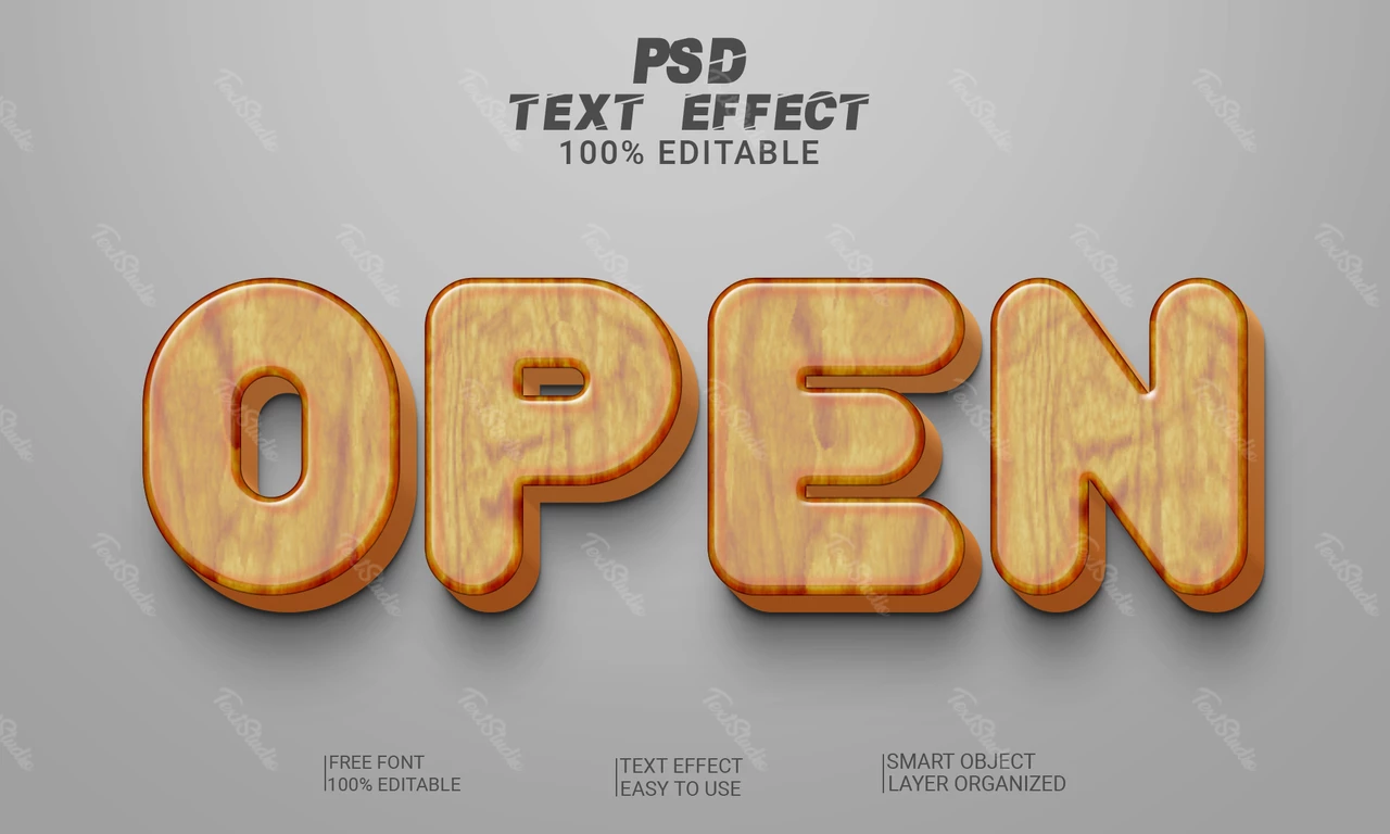 Open Wood 3D Font Style Effect