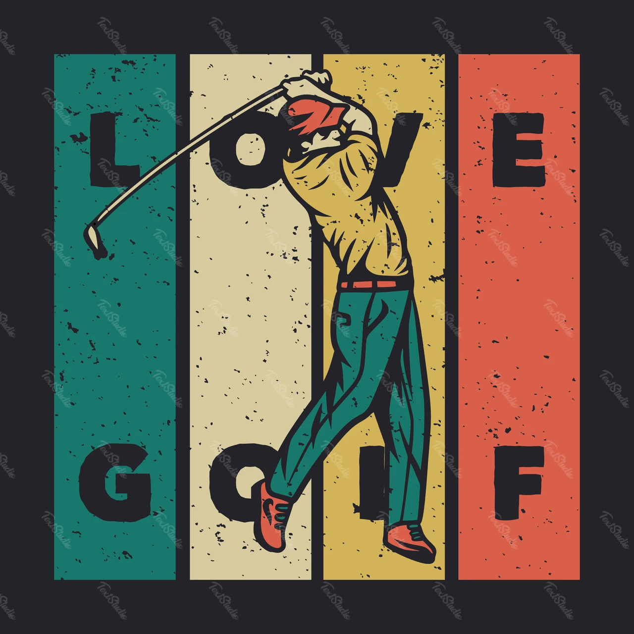 Vintage Retro Golf Illustration
