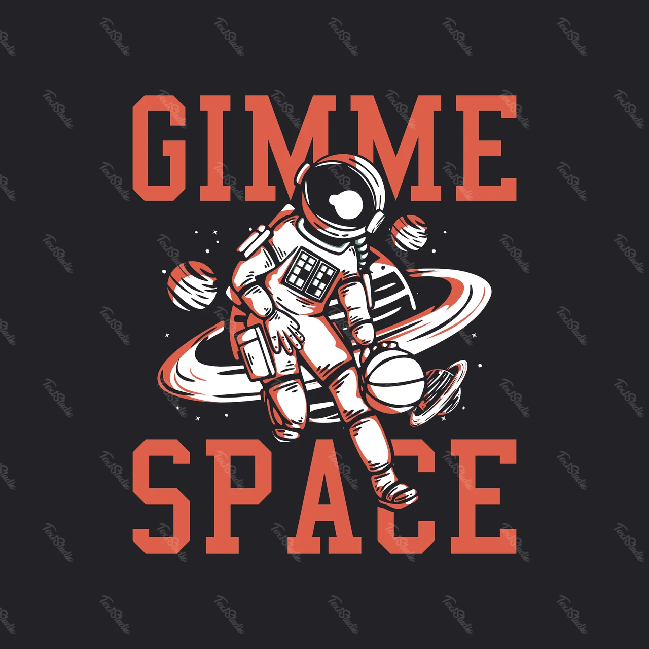 Ilustracja kosmosu w stylu vintage z astronautą