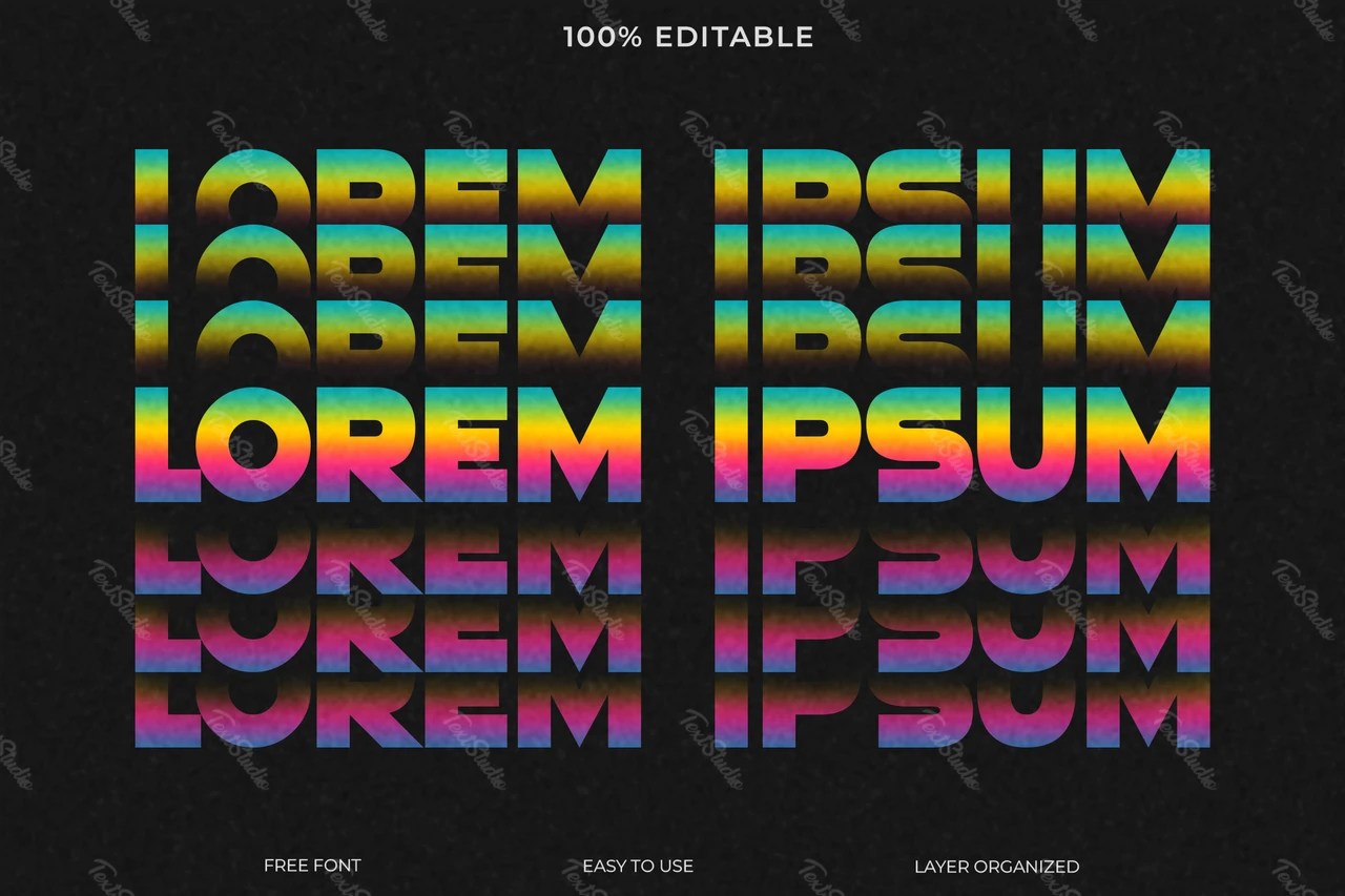 Effet de texte répété irisé
