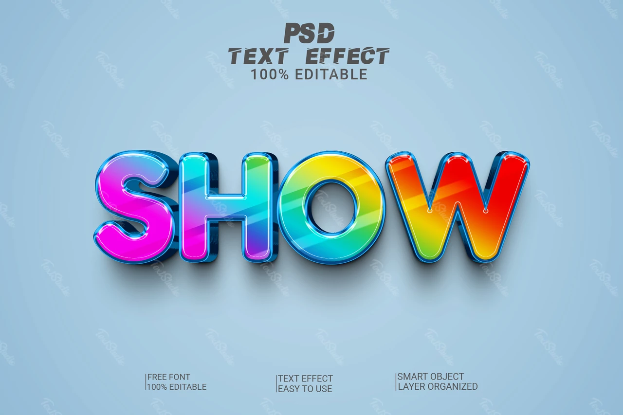 Show Rainbow 3D Font Style Effect