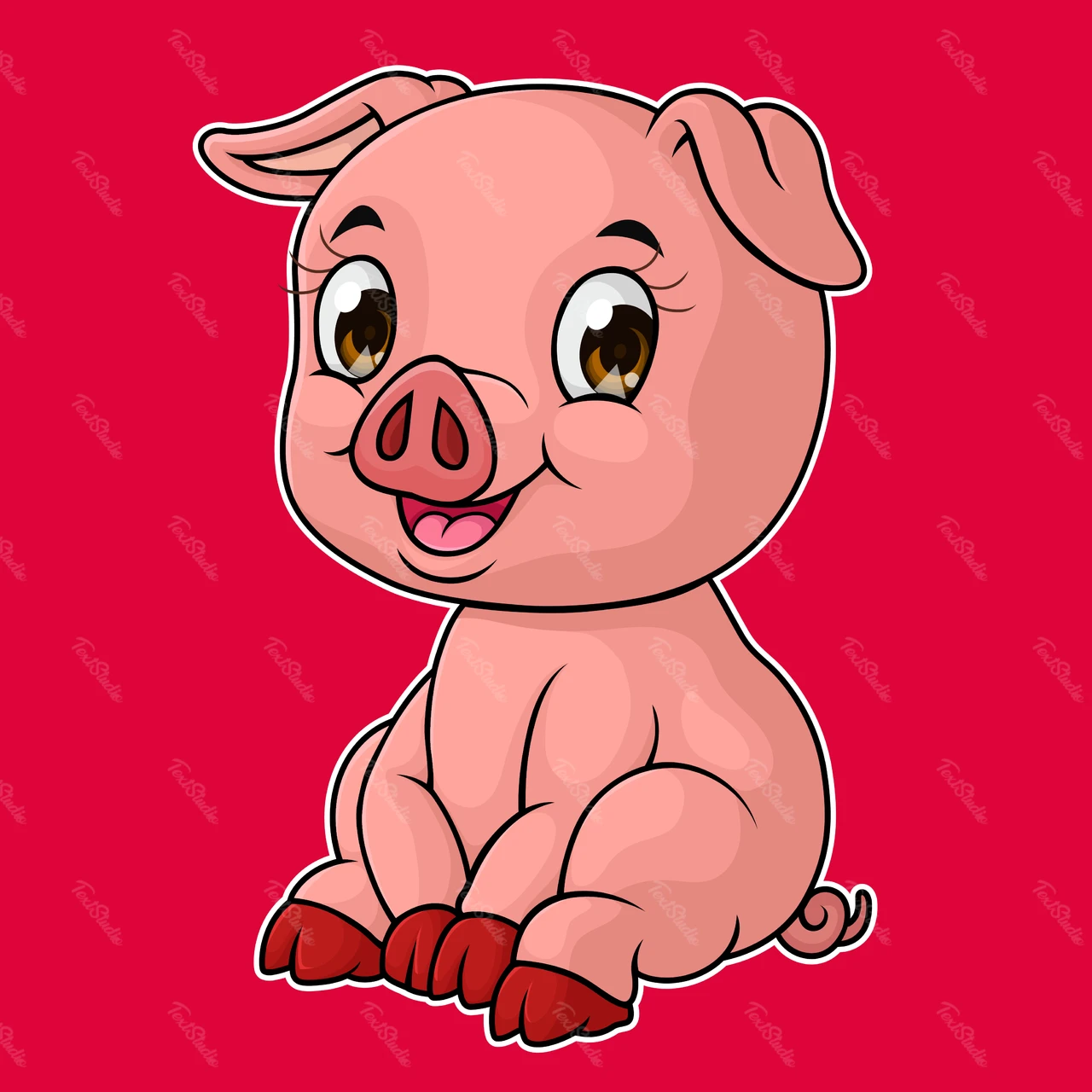 Иллюстрация милой свиньи в стиле мультфильма
