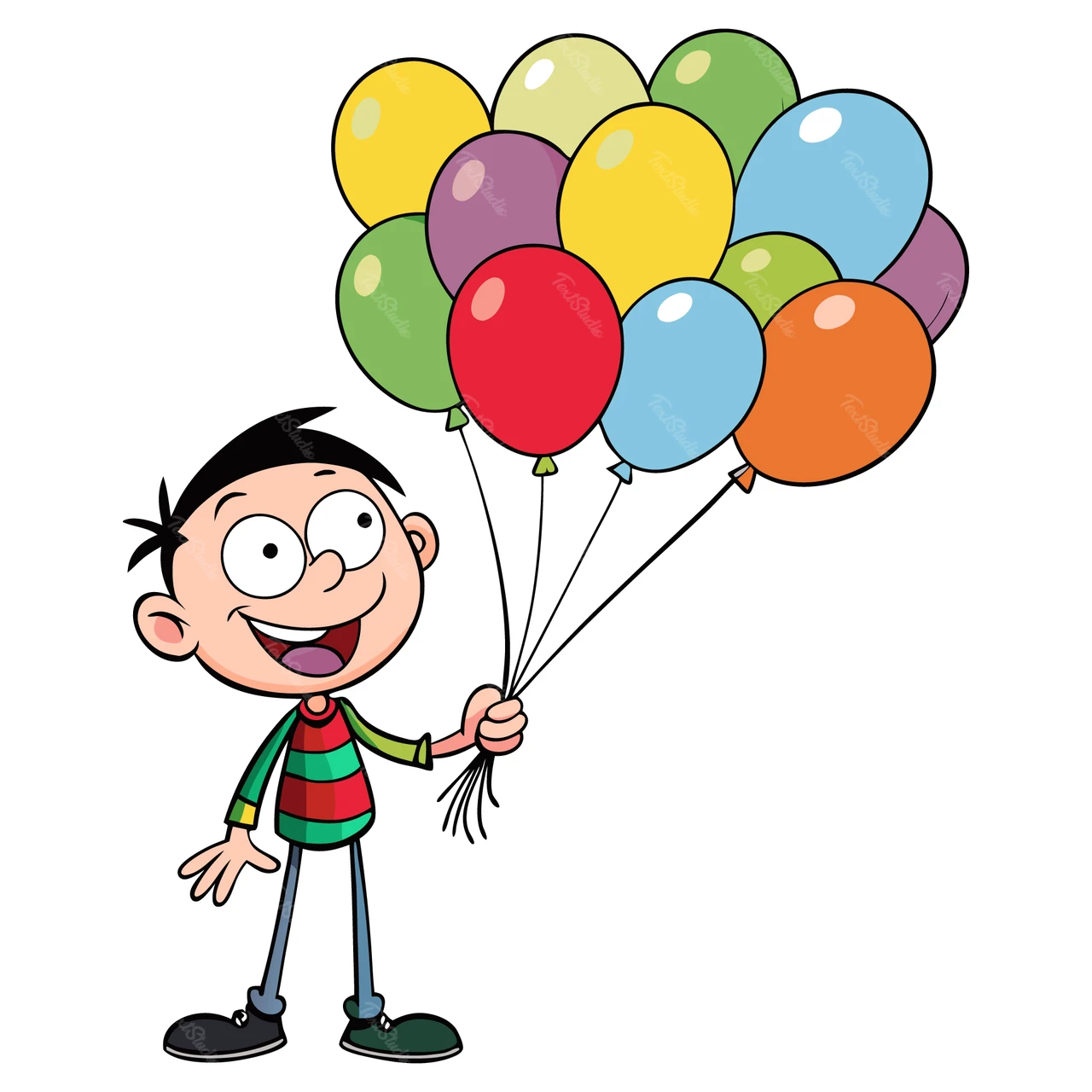Cartoon-Stil Charakter mit Luftballons