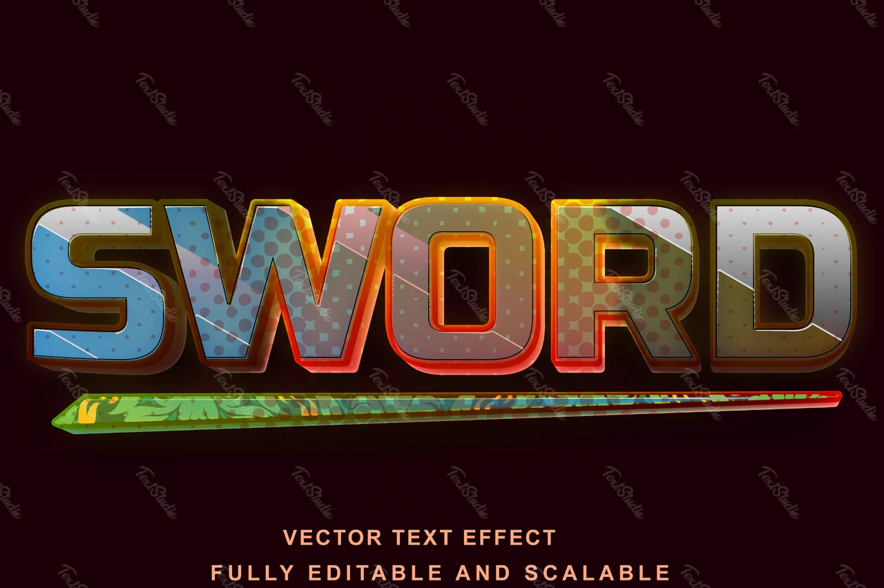 Sword videogame 3d font style effect