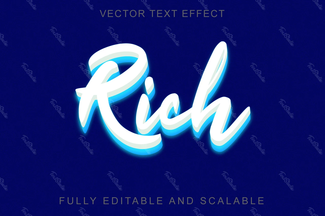Effetto stile font 3d blu ricco