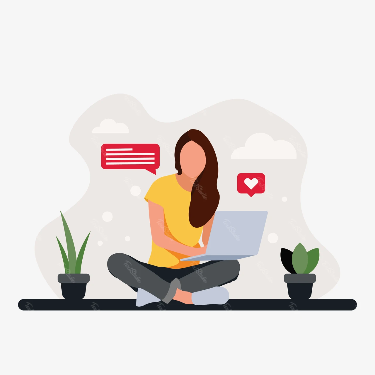 Плоская иллюстрация удаленной работы и общения