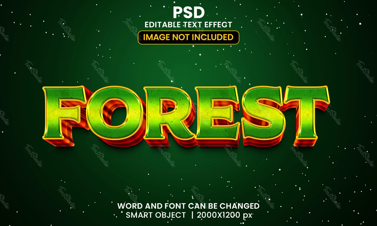 Bosque encantado 3d efecto de texto