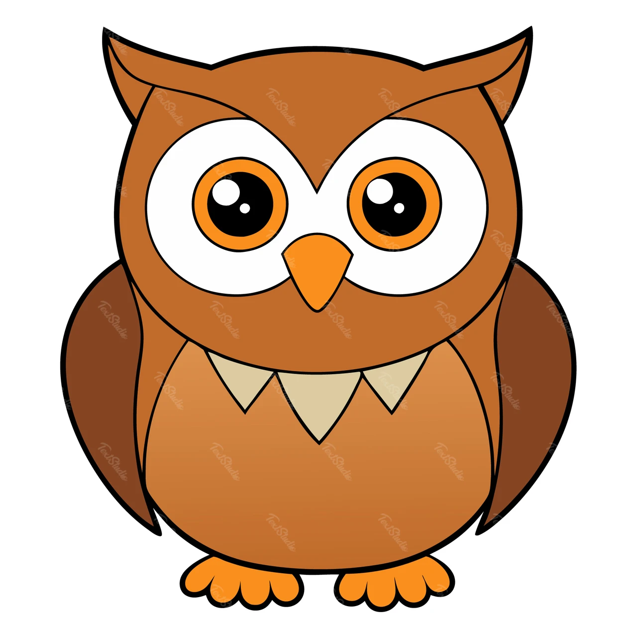 かわいい漫画のフクロウのイラスト