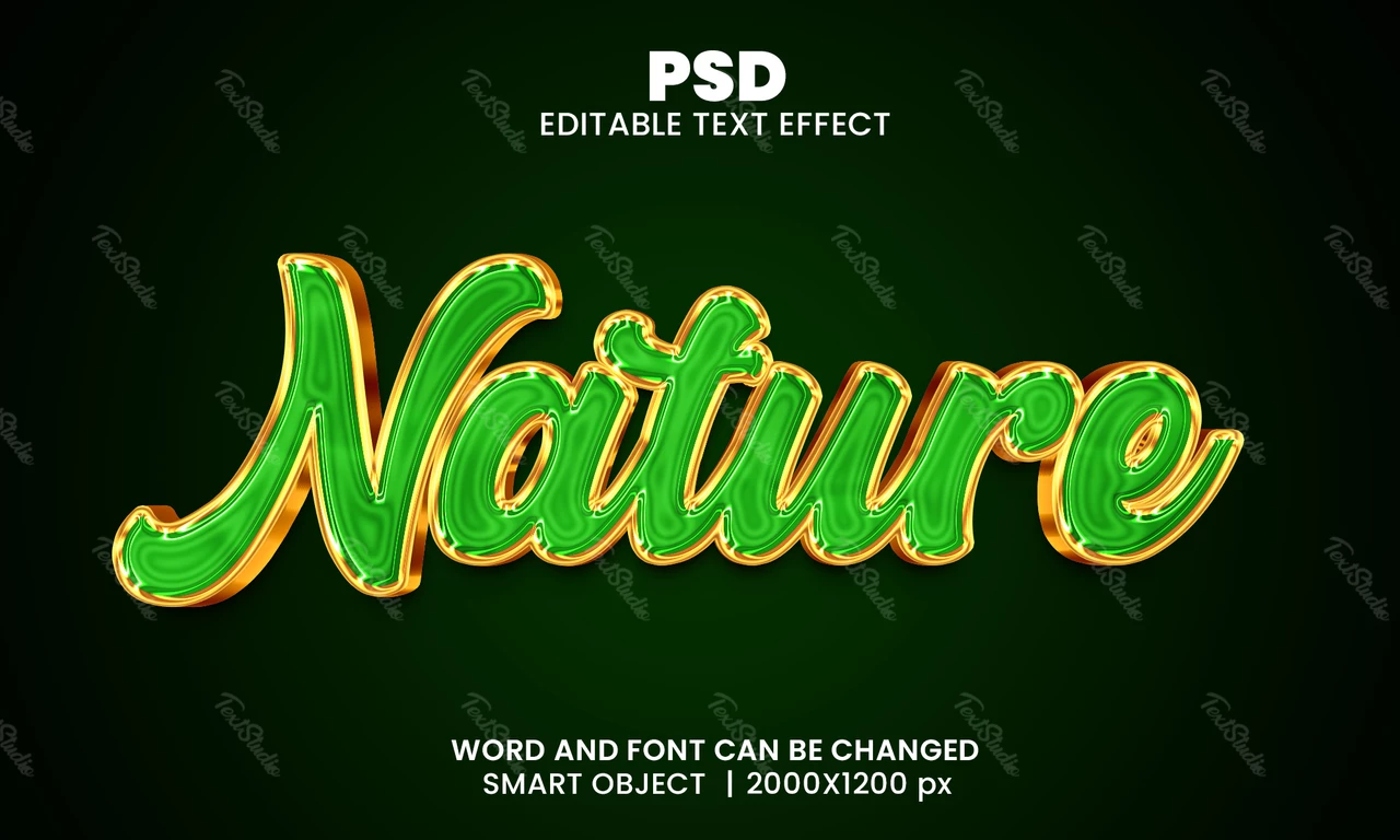Nature Glossy Green 3D Text Effect