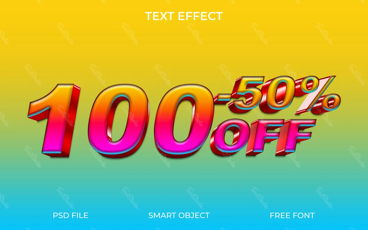 3D Gradient Discount Text Effect