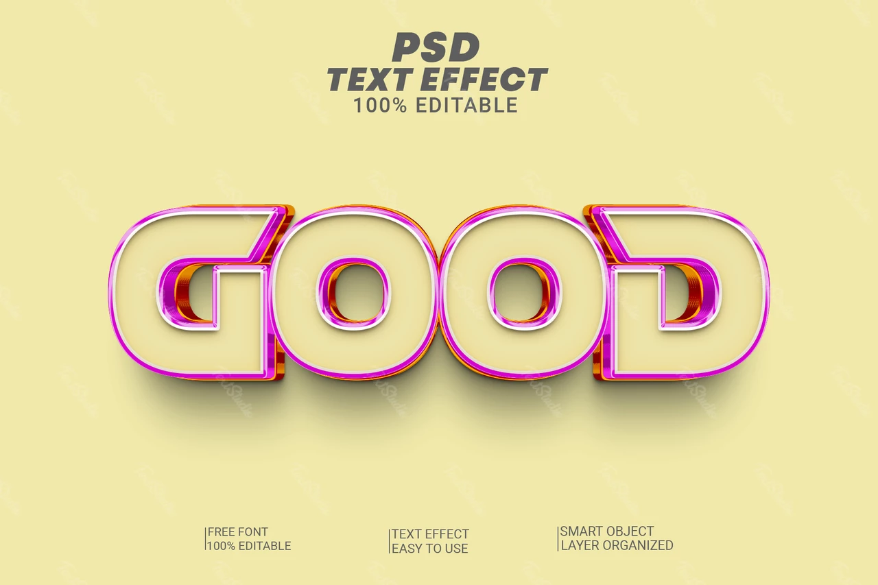 Good Day Pastel Yellow Pink Metallic 3D Text Effect