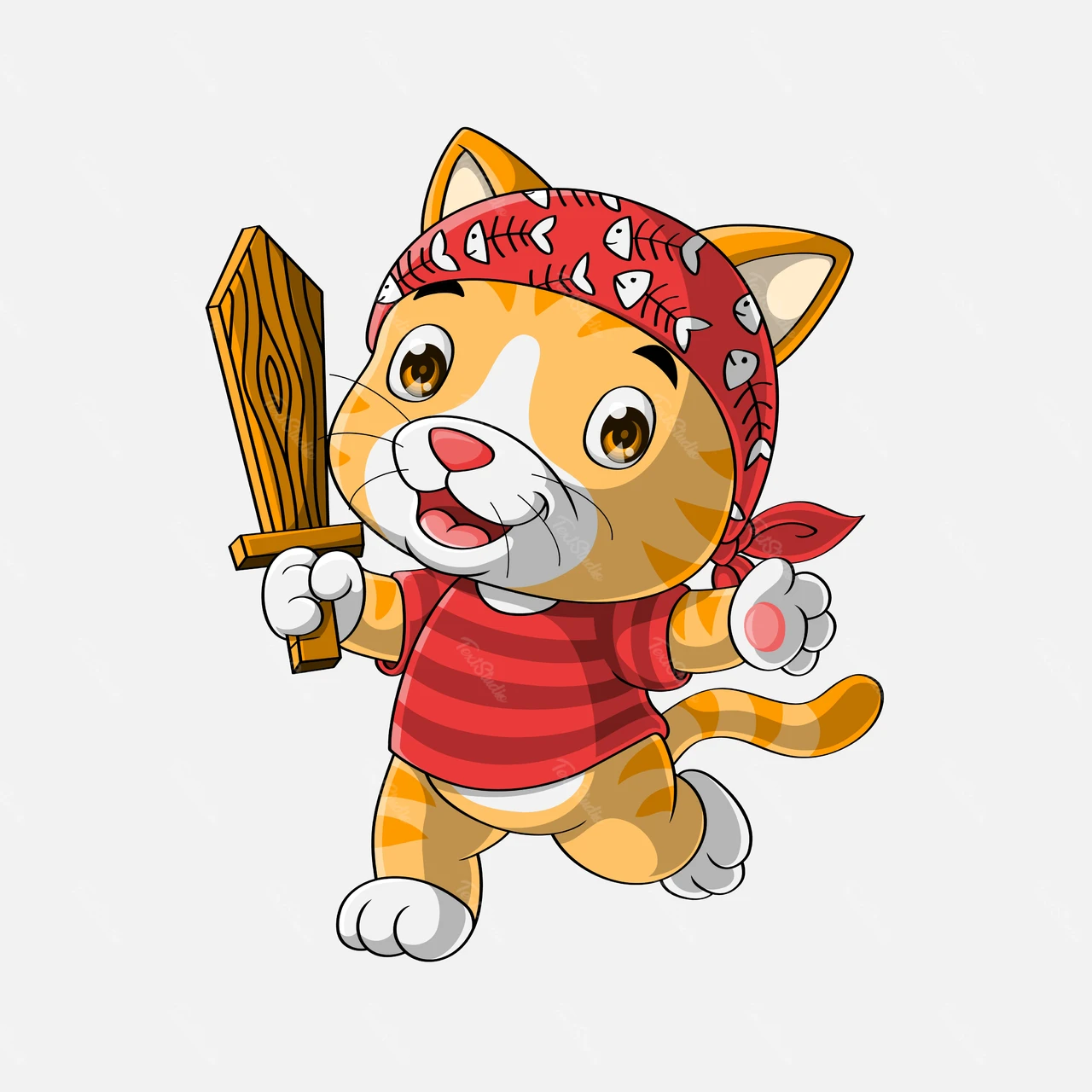Милый мультфильм пират кошка иллюстрации