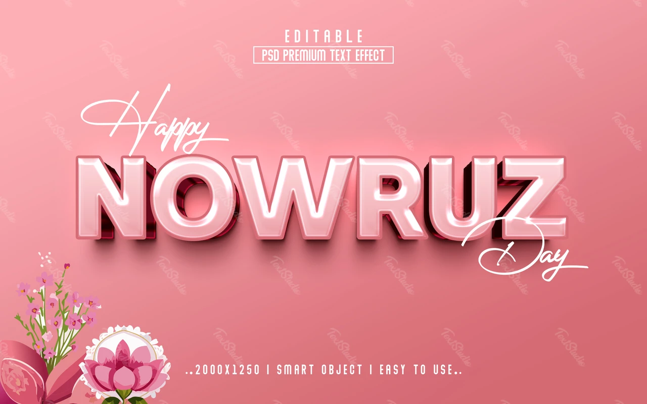 Efeito de estilo de texto feliz dia nowruz