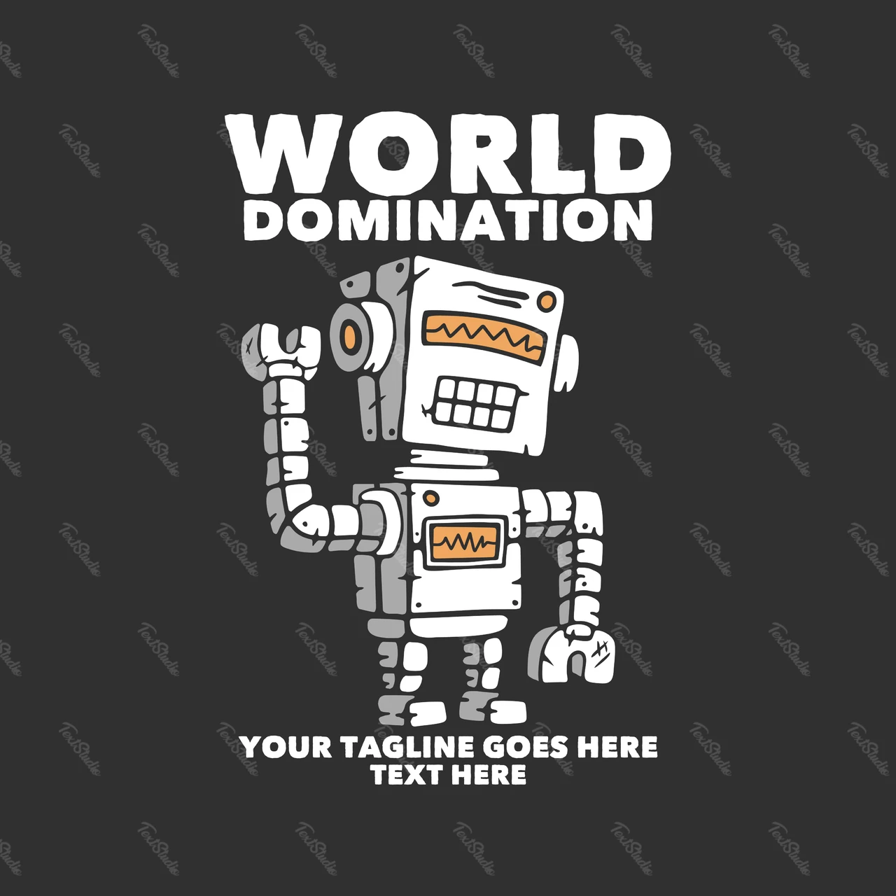 Cartoon Style Robot World Domination