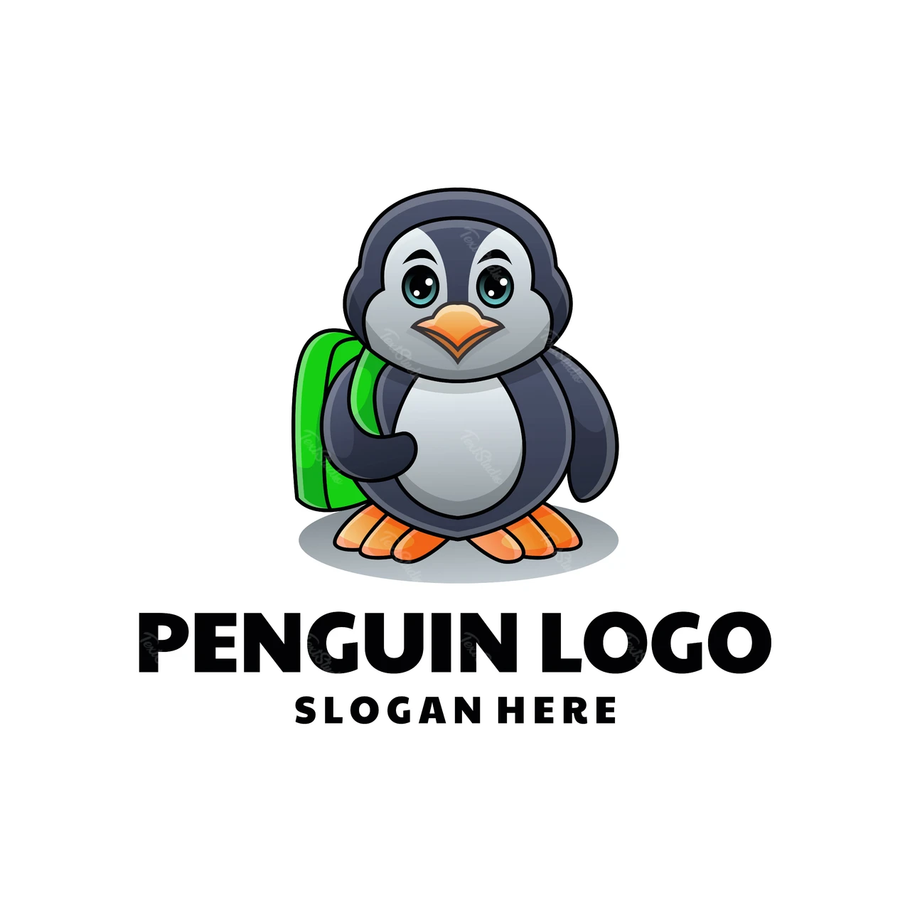 Projekt logo maskotki z pingwinem
