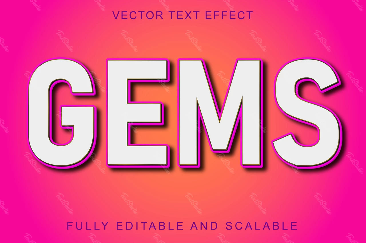 Gems girly pink 3d font style effect