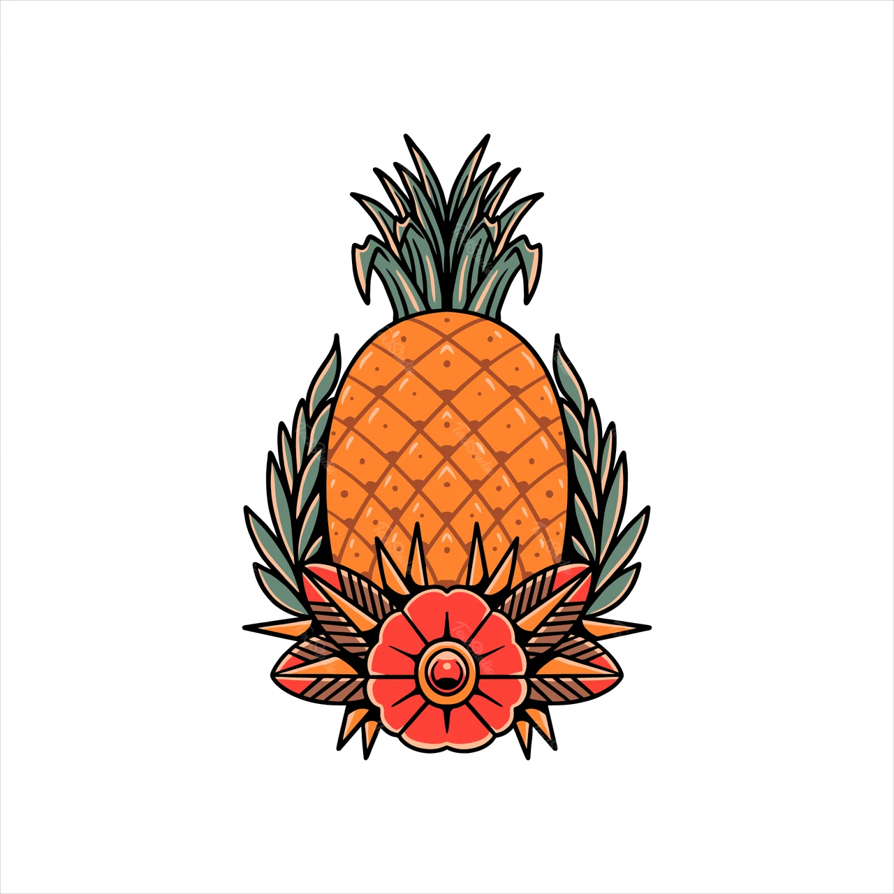 Vintage Pineapple Illustration