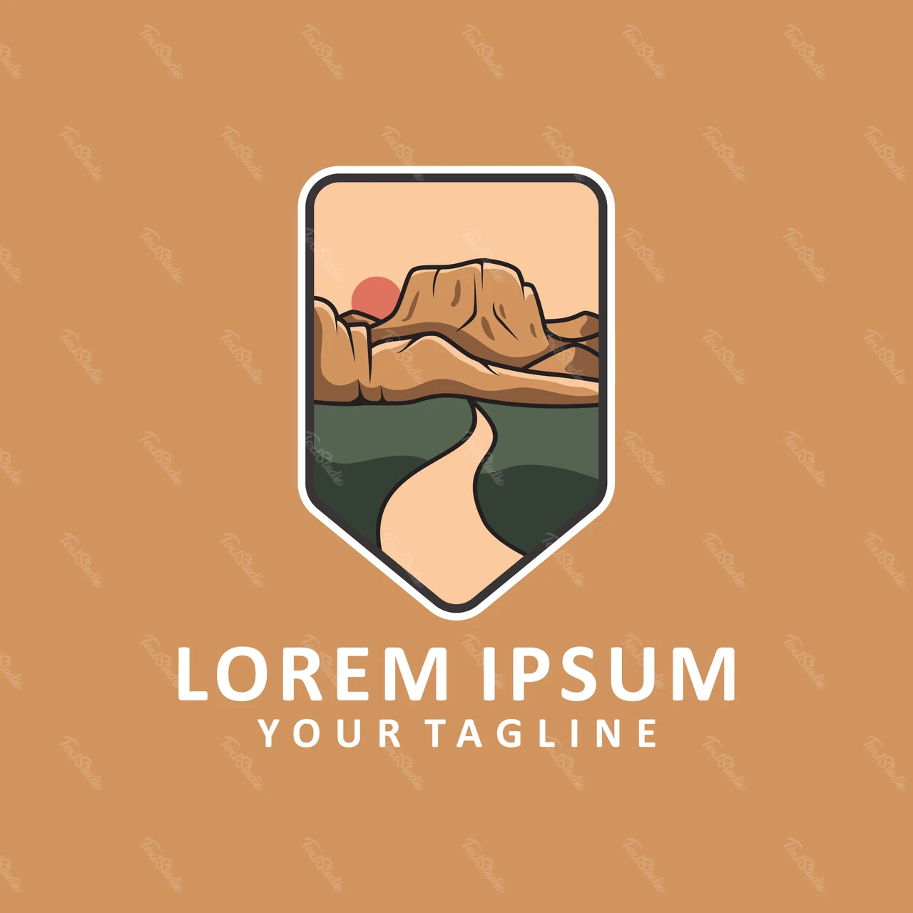 Modernes Abzeichen-Logo mit Natur-Illustration