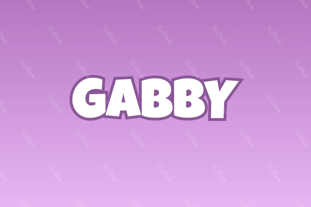 Fonte Gabby em fundo gradiente lilás