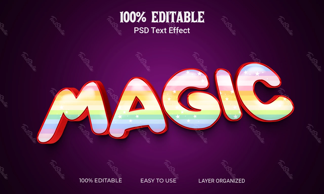 Magic Cartoon Pastel Rainbow 3D Text Effect