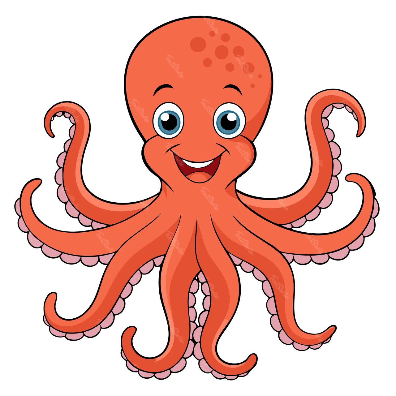 Cute Cartoon Octopus Character Illustration