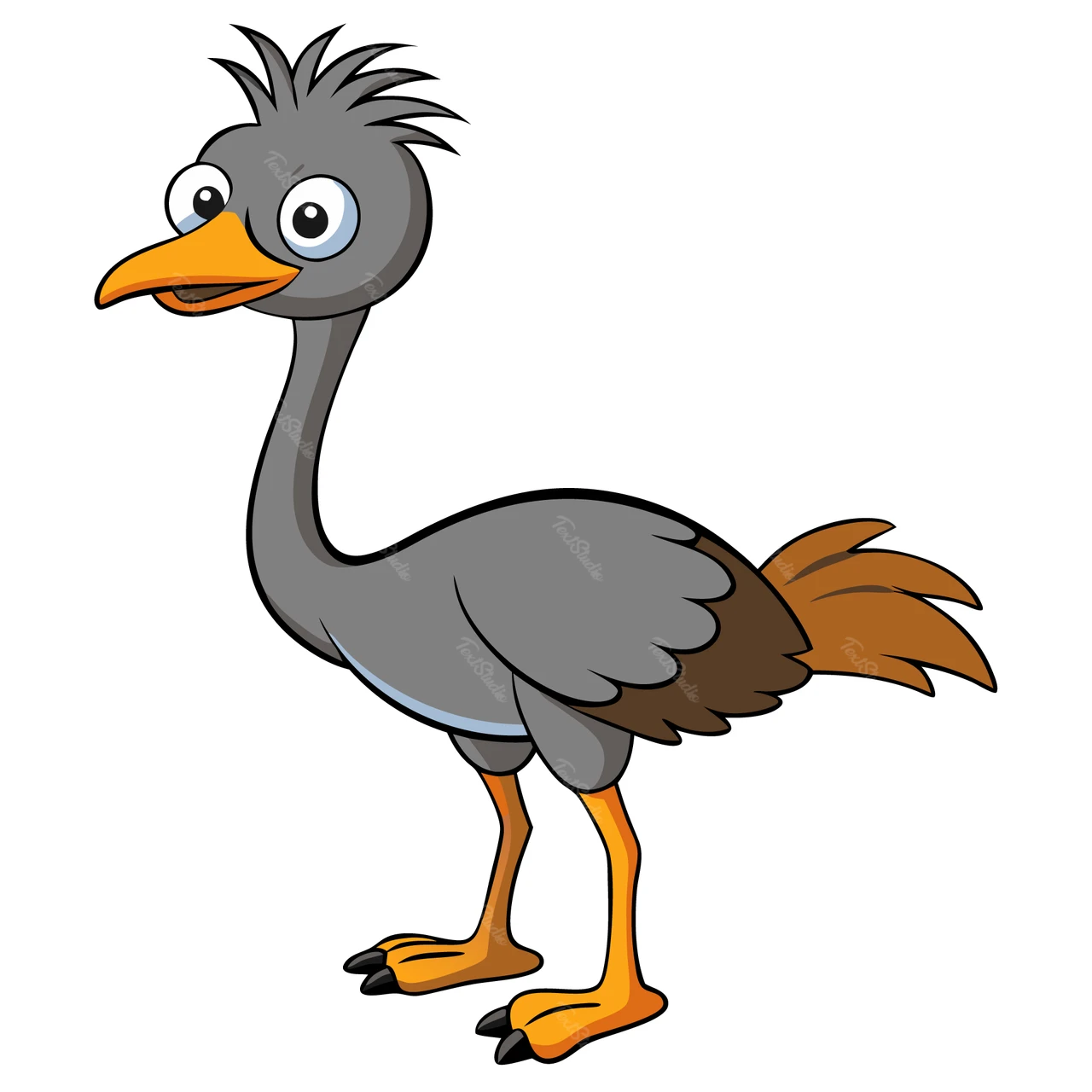 Cartoon Style Ostrich Illustration