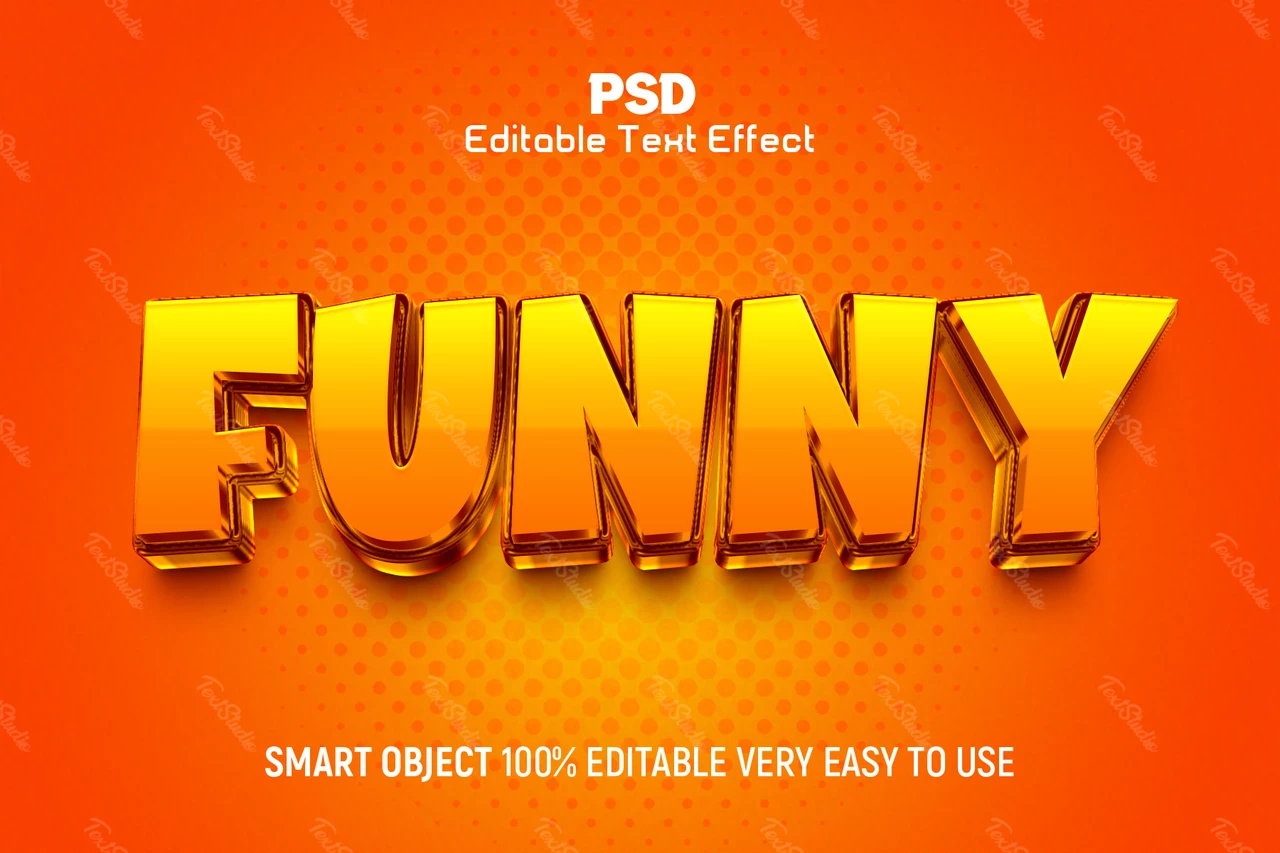 Divertido dibujo animado brillante miel 3d efecto de texto