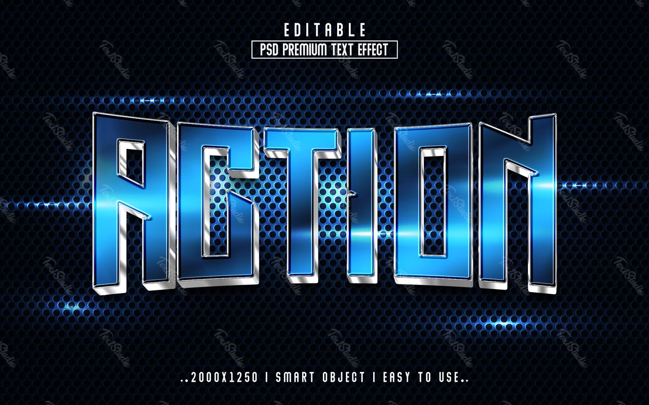 Action Hero Blue 3D Text Effect