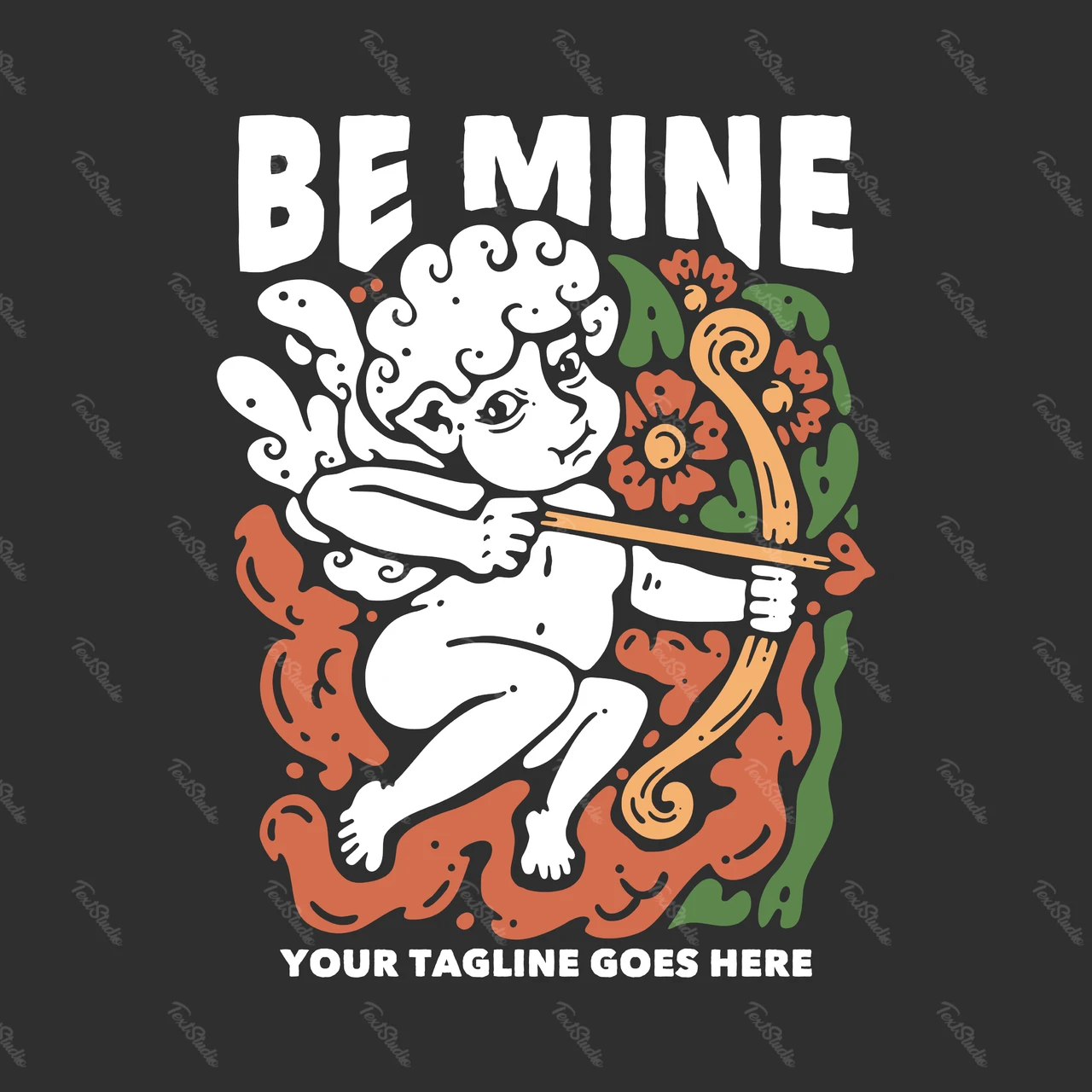 ヴィンテージキューピッドイラストTシャツデザイン