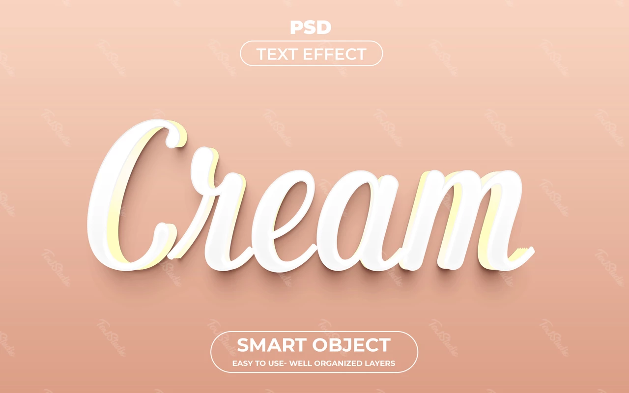 Efeito de texto 3d creme
