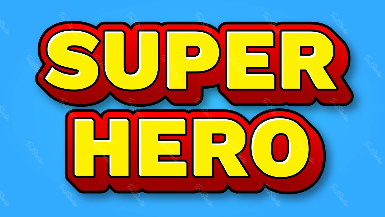 Efeito de texto de super-herói em estilo de história em quadrinhos
