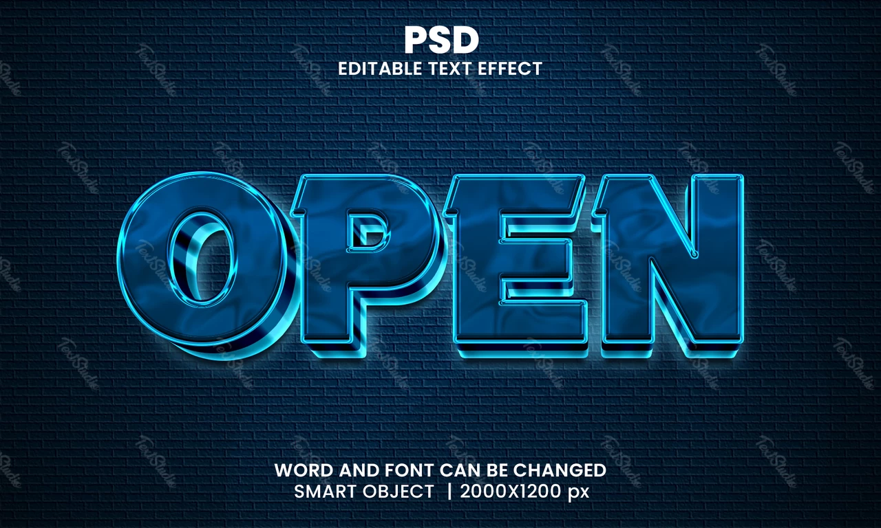 Open 3D Text Effect