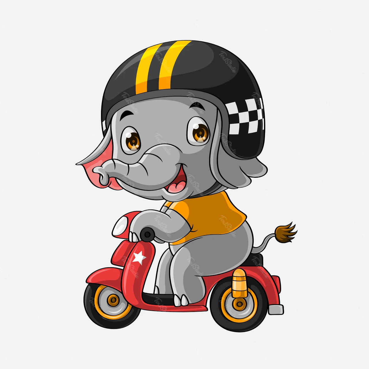 Cartoon Elefant auf Motorroller Illustration