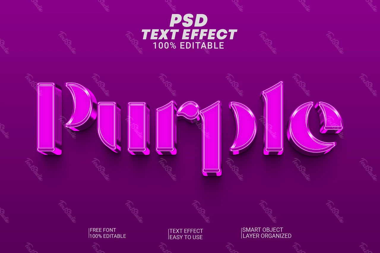 Purple Monochrome Glossy Glass Stencil 3D Text Effect