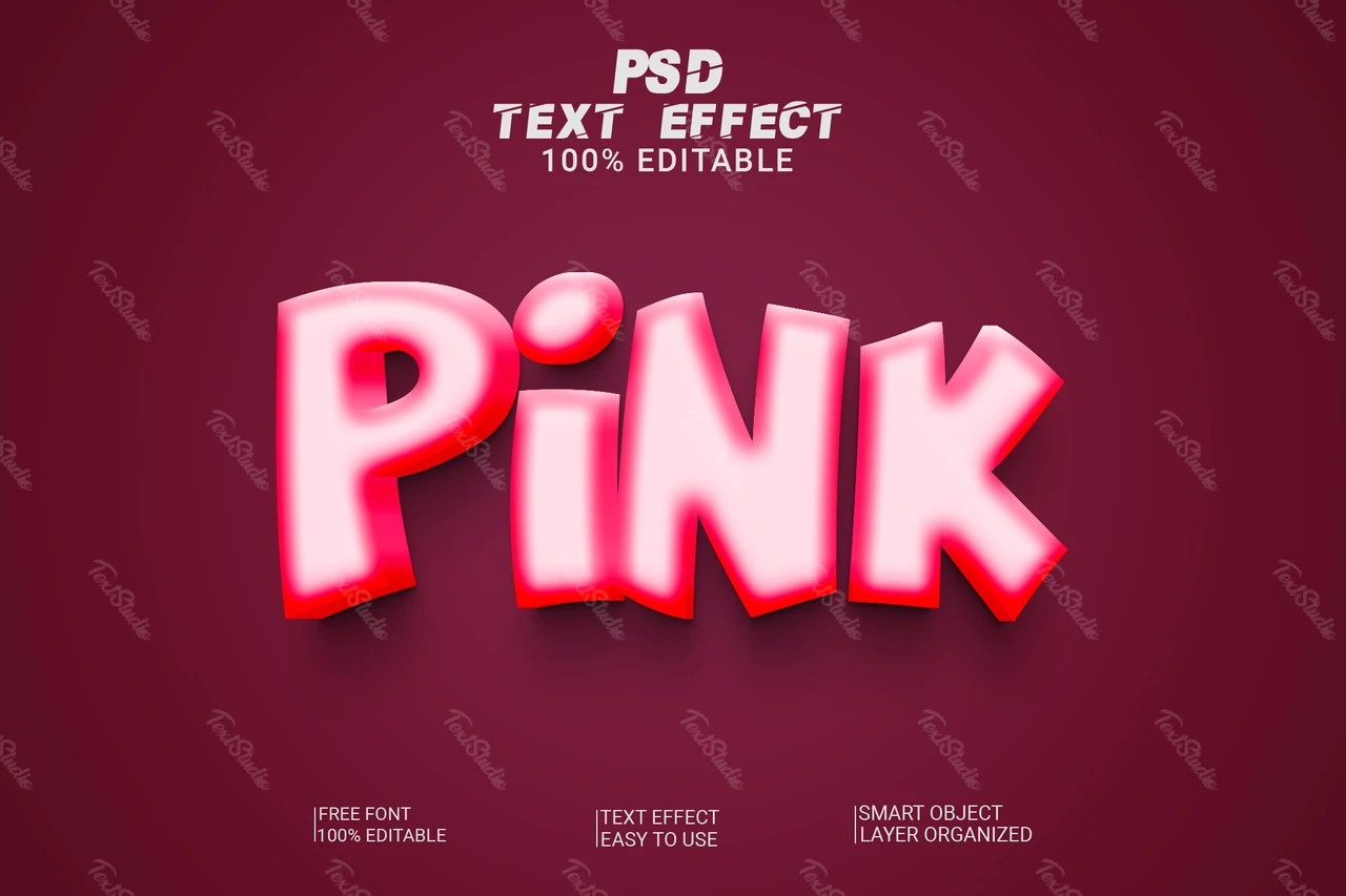 Roze grappig cartoon 3d teksteffect