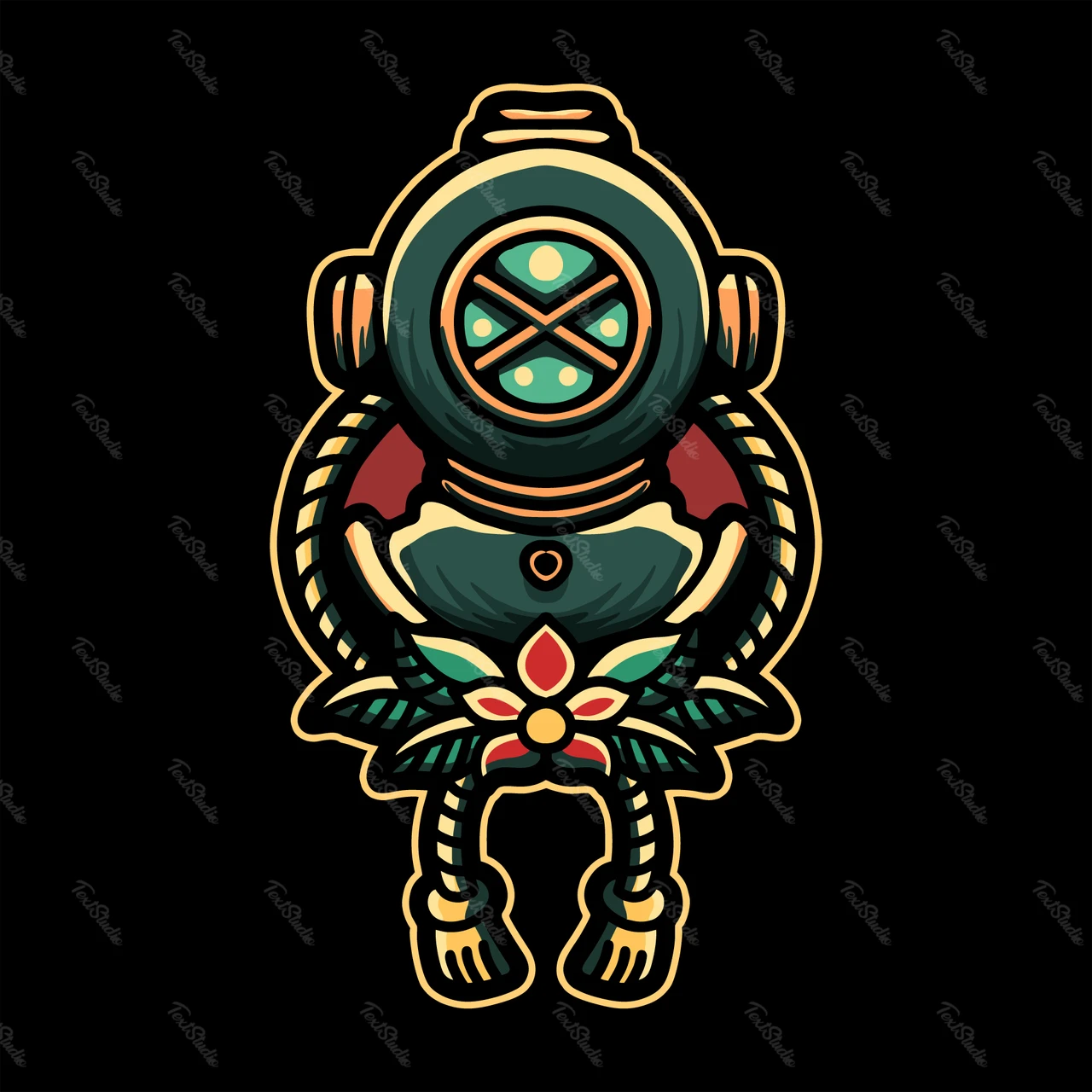 Diving Explorer with Floral Elements