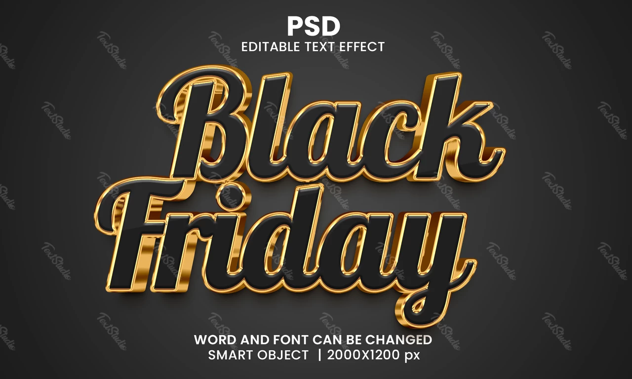 Black friday gouden 3d teksteffect