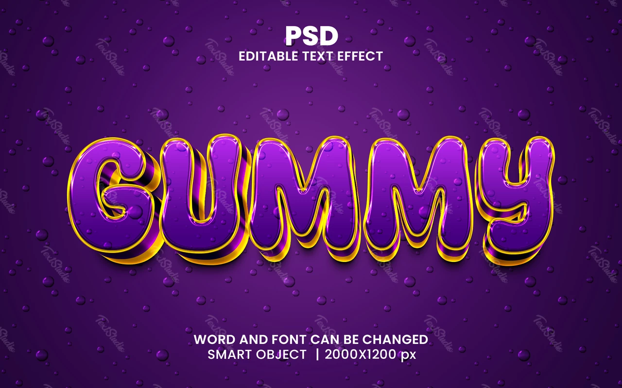 Efeito de texto Gummy 3d
