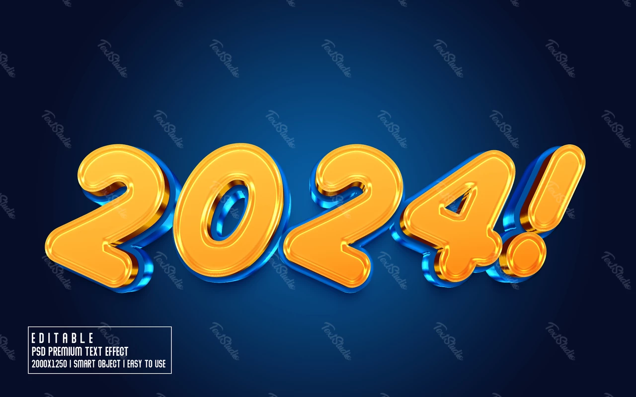 2024オレンジガラス3dテキスト効果