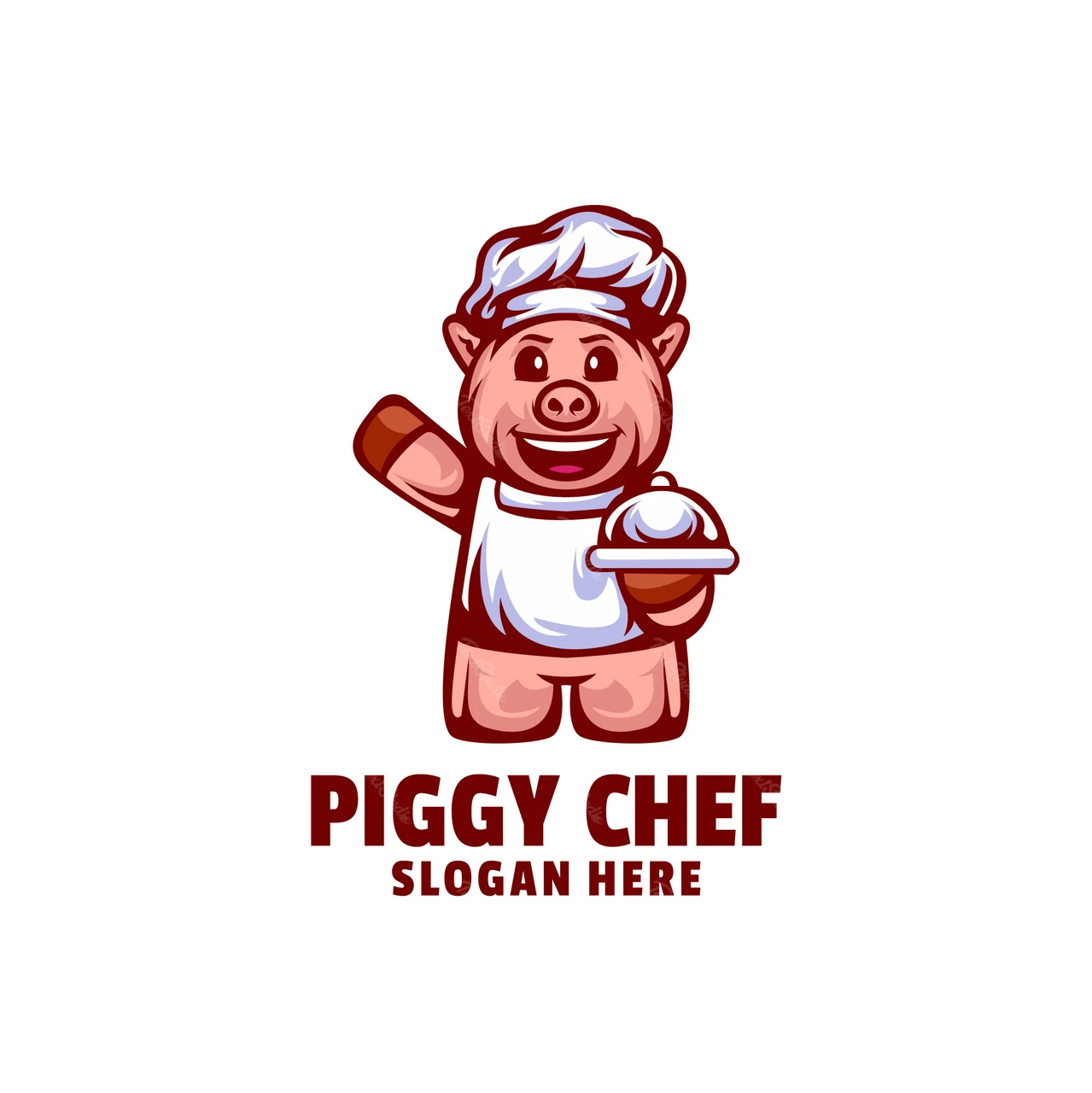 Design del logo della mascotte per il maialino chef