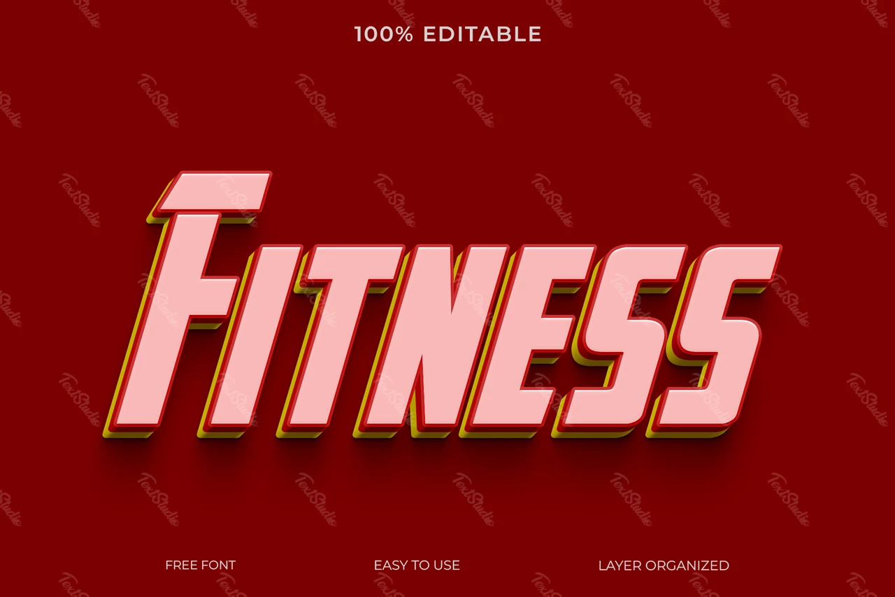 Fitness acción 3d efecto texto