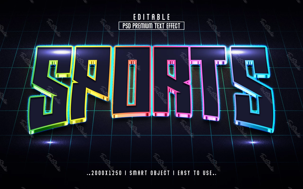 Sports Multicolor Lights 3D Text Effect