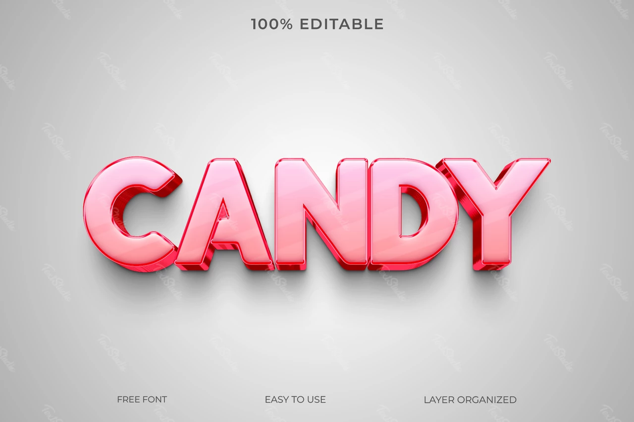 Vidrio rosa caramelo efecto texto 3d