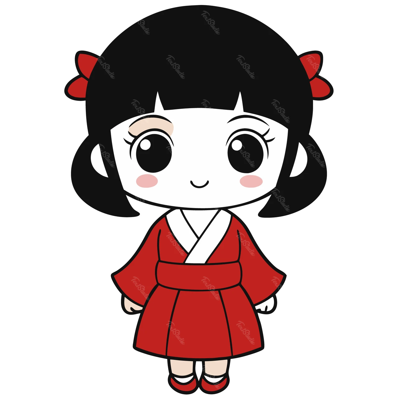 Projekt postaci Kawaii w stylu kimono