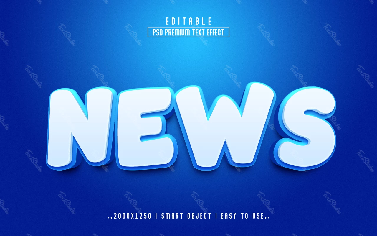 Blue News 3D Text Effect