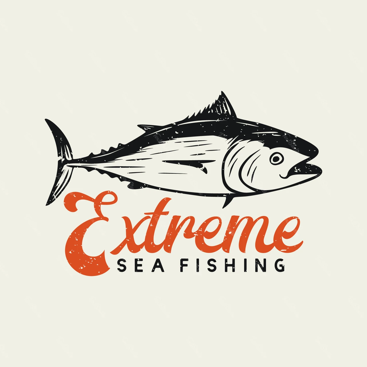 Seefischerei-Logo im Vintage-Stil