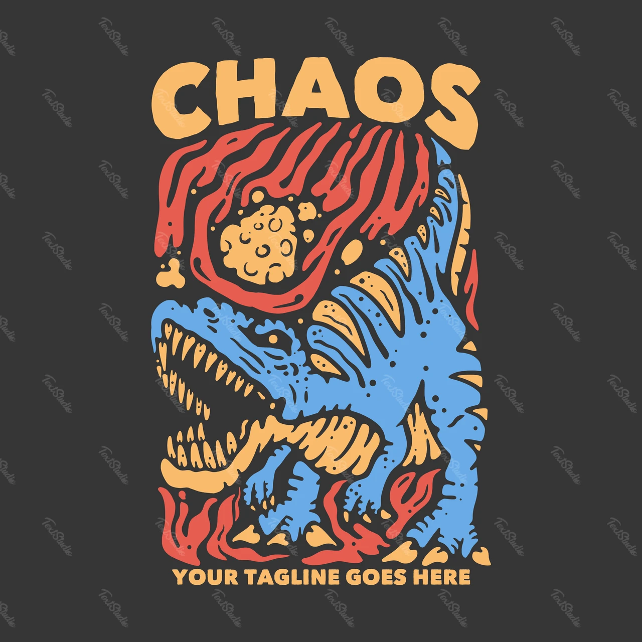 Illustration rétro de dinosaures dans un style comique